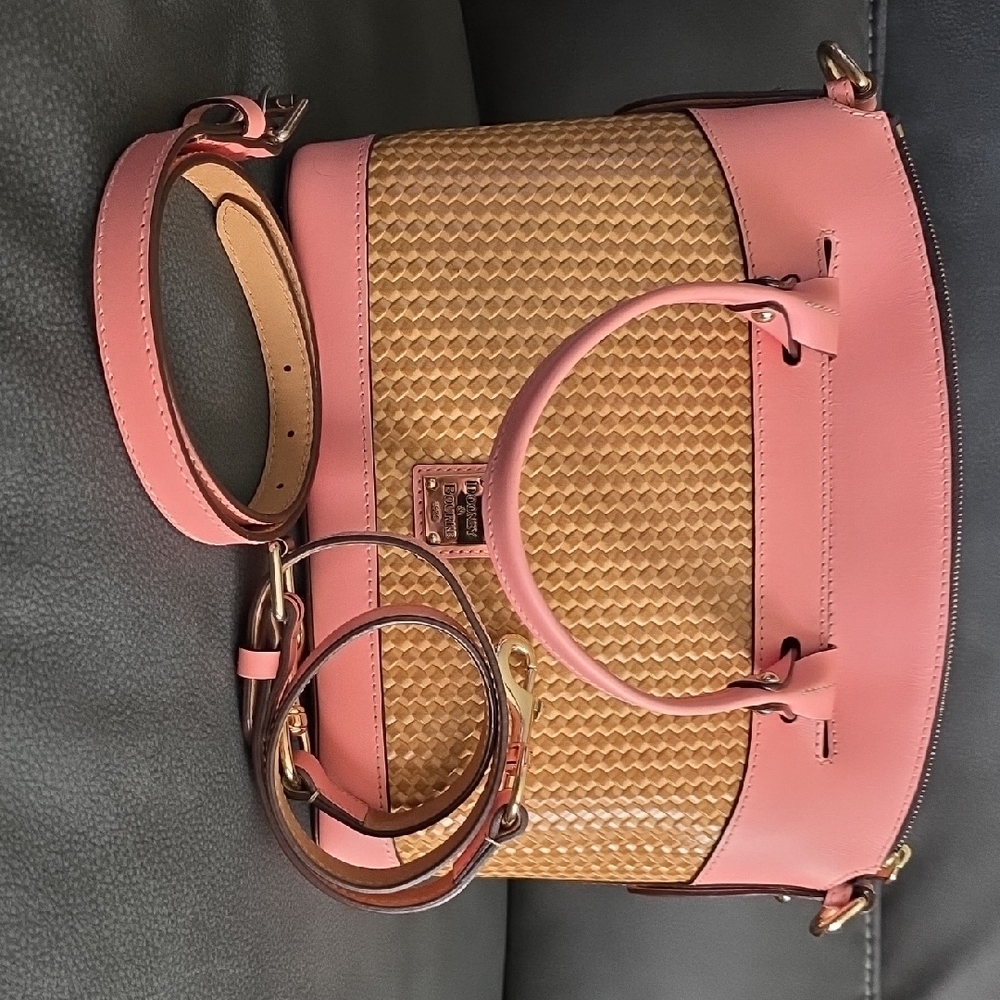Dooney & Bourke Pink and Tan Woven Satchel Set - Picture 8 of 16